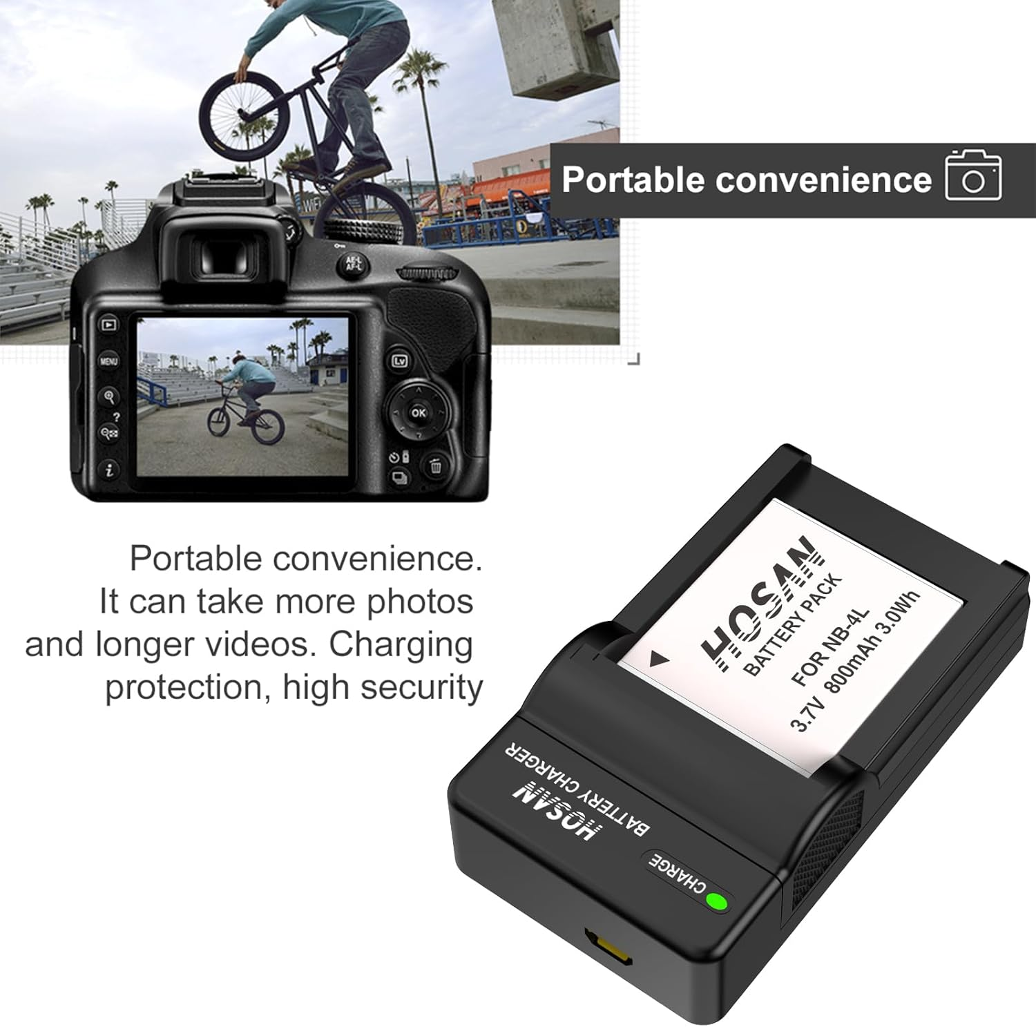 NB-4L Replacement Battery (2-Pack) and Portable USB Charger Kit for Canon NB-4L IXY 410F IXY 400F IXY 210F IXY 600F IXY 610F IXUS 50 IXUS 60 IXUS 70 image number 6