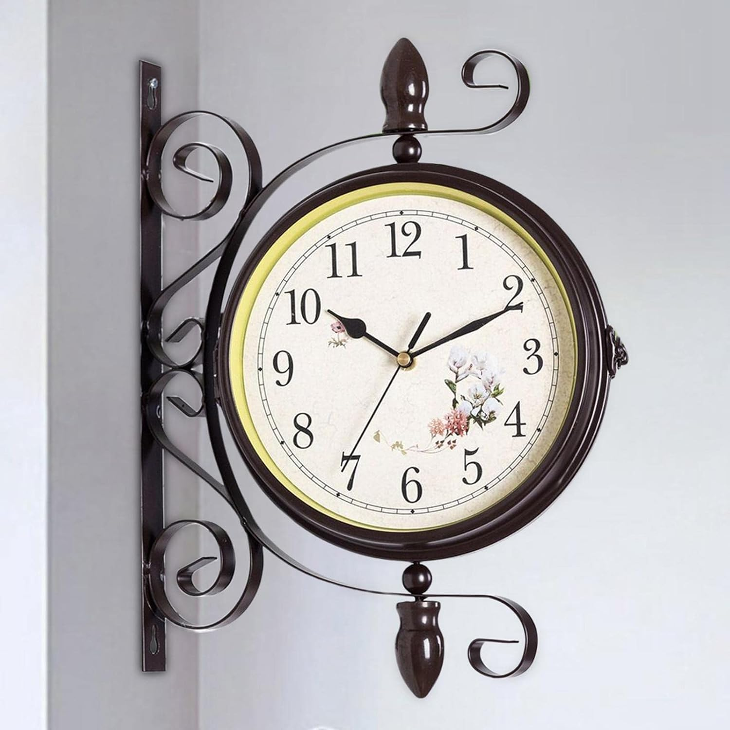 B Baosity Retro Style Double Sided Wall Clock Decor Quiet Battery Powered Wall Mount Clocks for Bedroom, Indoor, Outdoor, Garden, Home, Kitchen image number 4