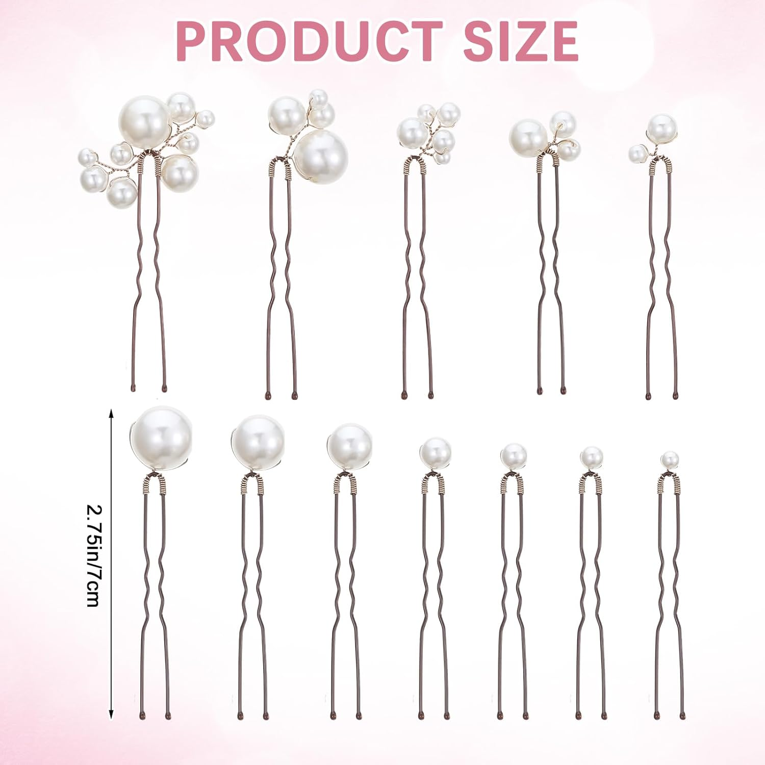 12 PCS Bridal Wedding Hair Pins, Bridal Hair Pearl Crystal Bobby Hairpin Wedding Accessories, Handmade Pearl Hair Accessories for Brides Women Girls (White) image number 3