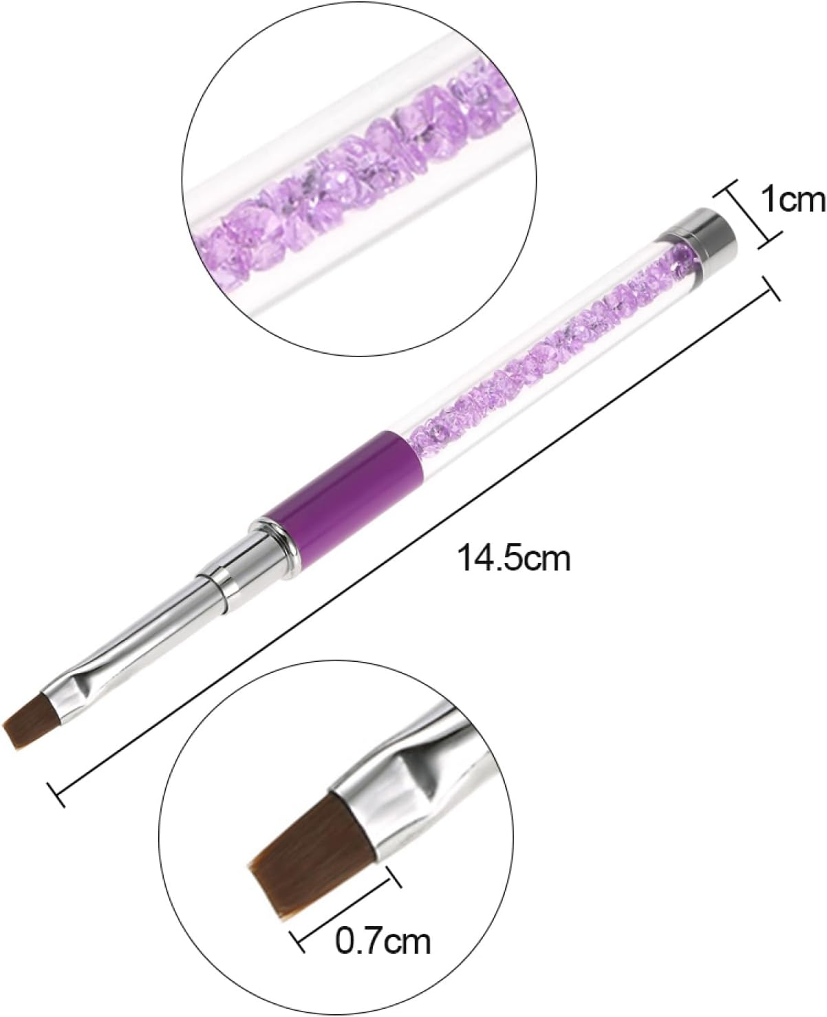 Labymos 1Pc Nail Art Brush Nylon DIY Nail Pen Flat Nail Painting Brush Salon Decoration Pen for UV Gel Nail Tool Purple