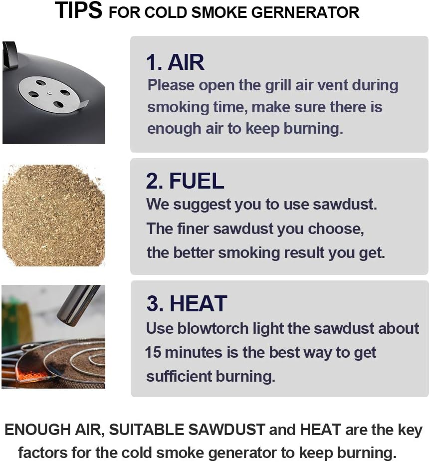 Realcook Cold Smoke Generator 8" Cold Smoker Hot and Cold Smoking Meat Salmon Cheese Burning Time up to 4-7 Hours image number 1