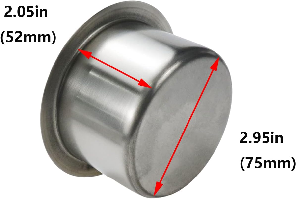 Antrader 2 Pieces Cup Holder Inserts for Car Replacement Stainless Steel Cup Holder for Boat, Sofa, Recliner,Table, Silver, 107 X 55Mm Outer Size, 84Mm Inner Dia. image number 2