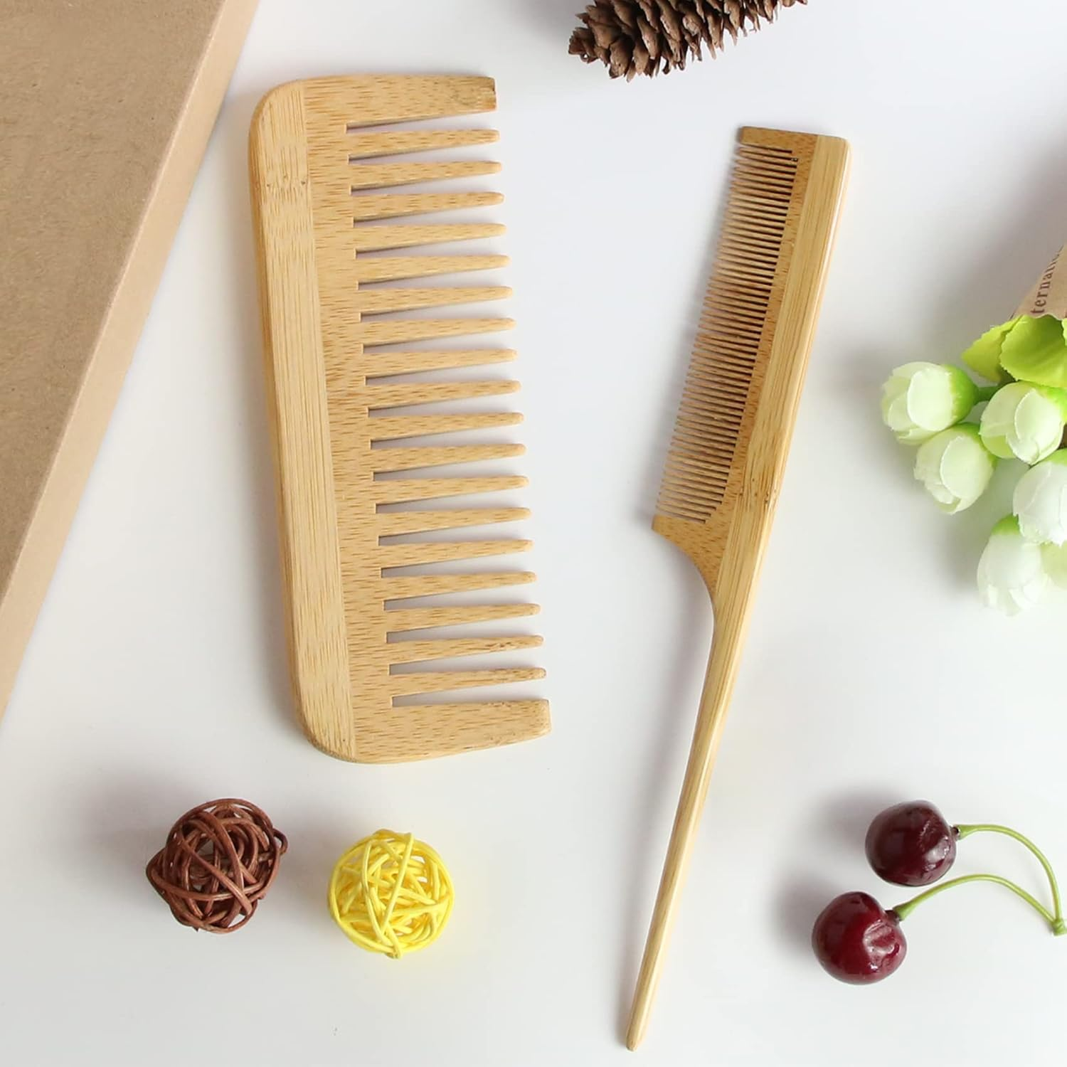 100% Bamboo Hair Brushes and Comb Set by Combetter, Comb for Women and Detangling, Great on All Hair, Eco-Friendly and Handmade for Women Men and Kids image number 4