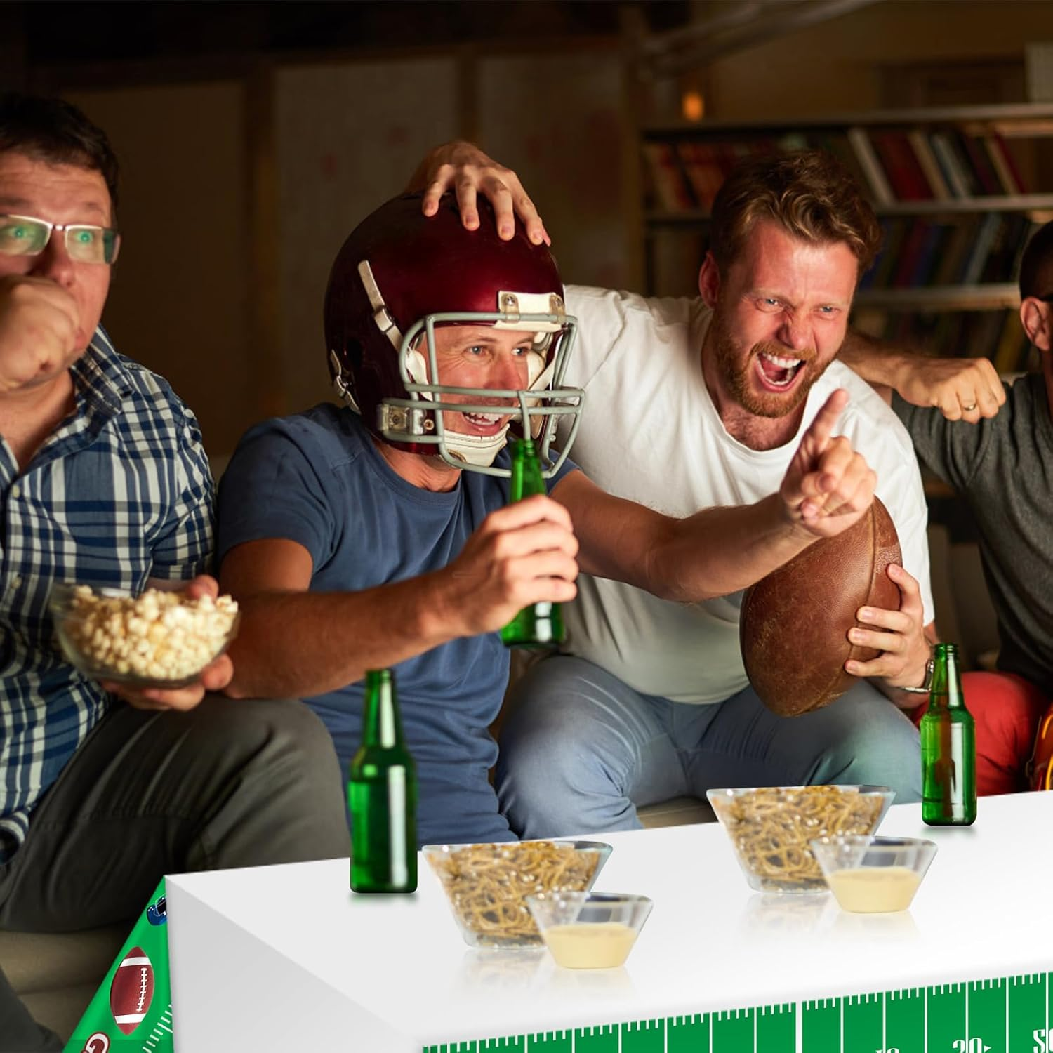 Football Tablecloth, 54X108 Inch Football Table Cover Touchdown Football Table Runner Plastic Football Party Decorations Table Decor Table Cloth for Sport Themed Party Birthday Gameday Supplies image number 1