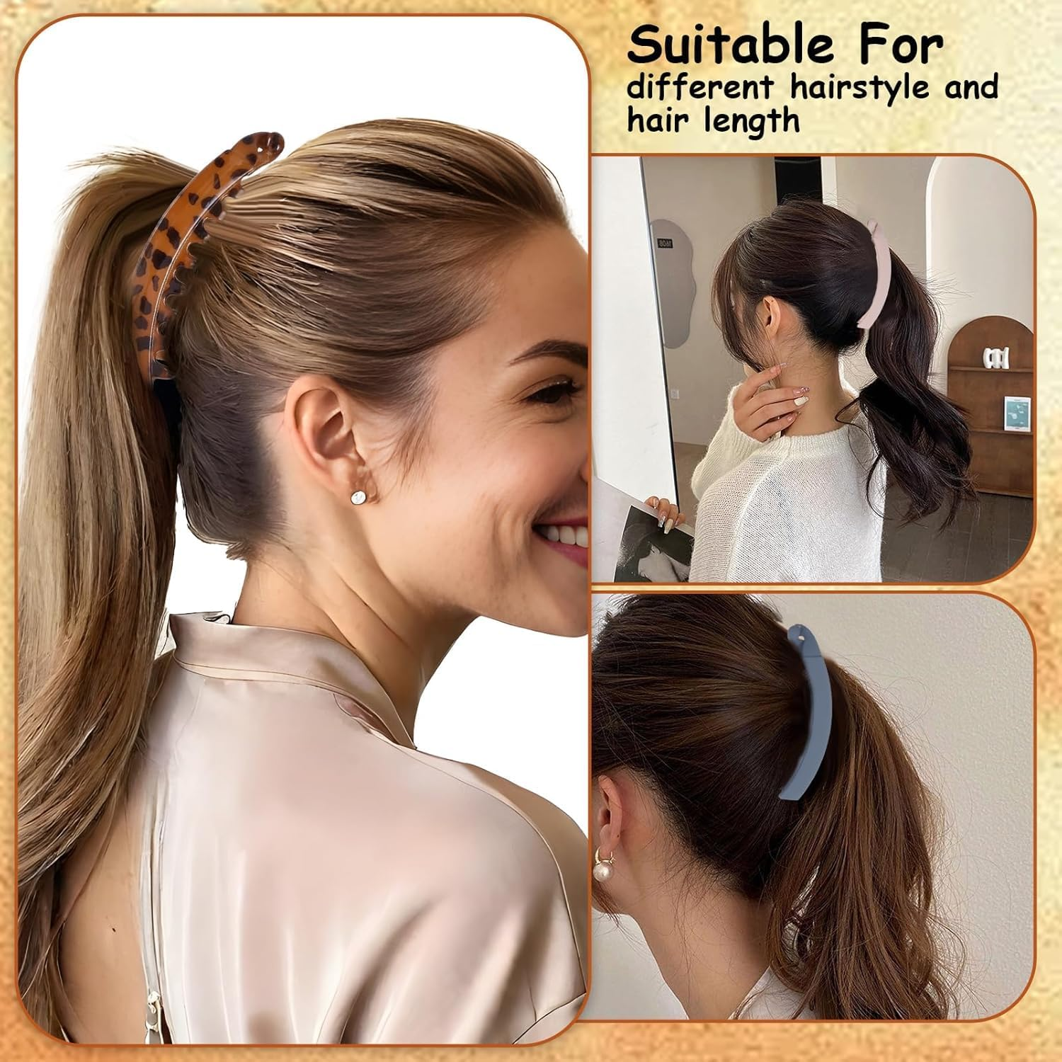 Banana Clips Hair Clincher Combs for Women, 6Pcs Banana Clips Hair Clincher Combs,Large Banana Clip Banana Hair Clip image number 1