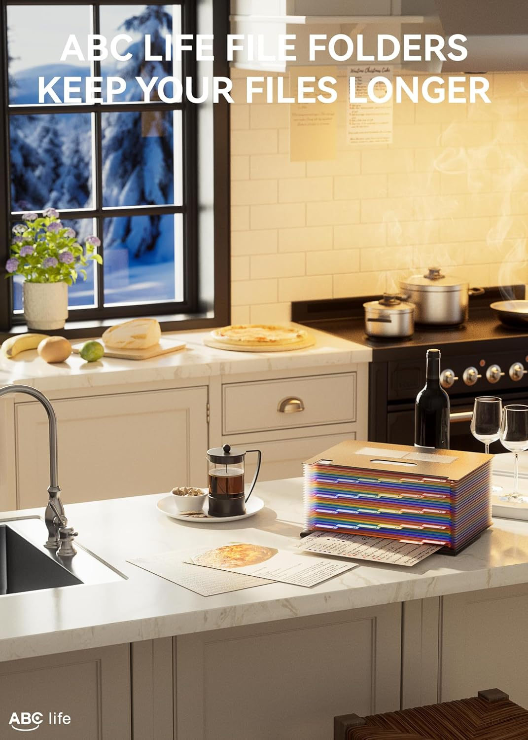 24 Pockets Expanding File Folder with Cover/Accordion File Organizer/A4 Letter Size Portable Expanding Paper Organizer High Capacity Plastic Portable Bag Colored Tab for Business/Office/Filing Box - A 26 Pockets image number 7