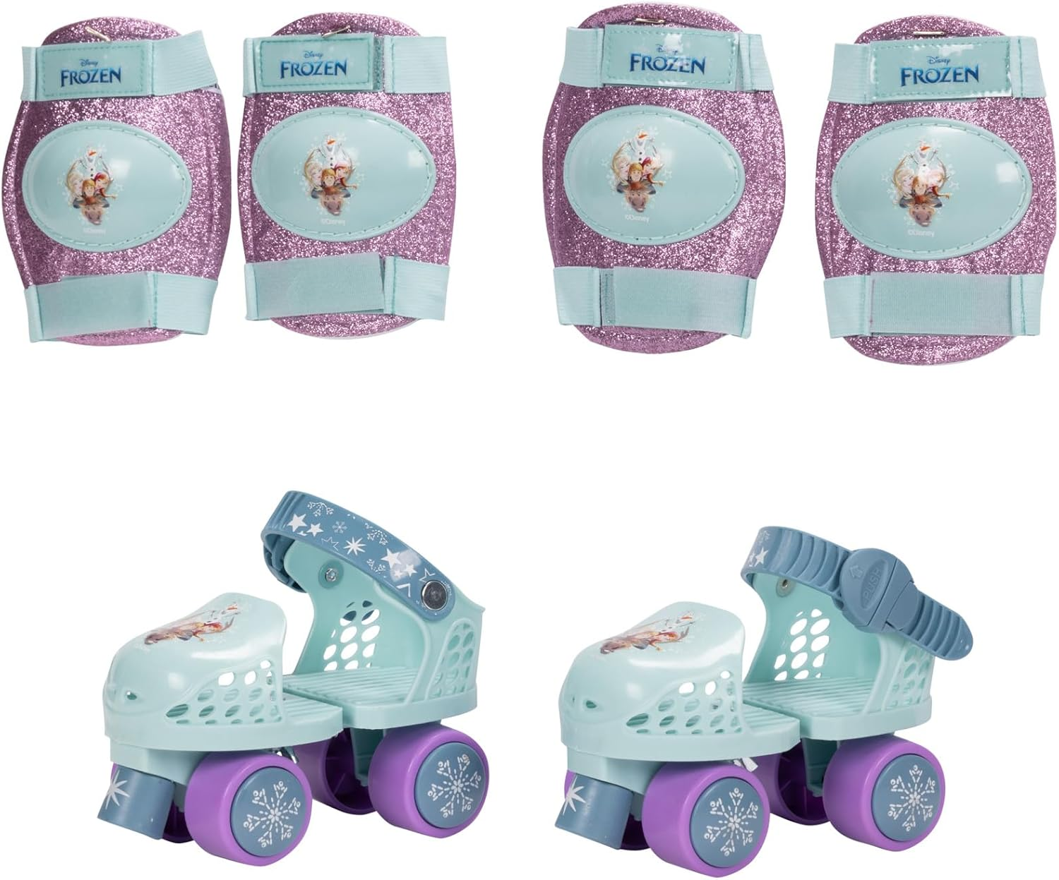Disney Frozen Junior Skates Includes Knee and Elbow Pads, Size Adjustable Design for Growing Feet