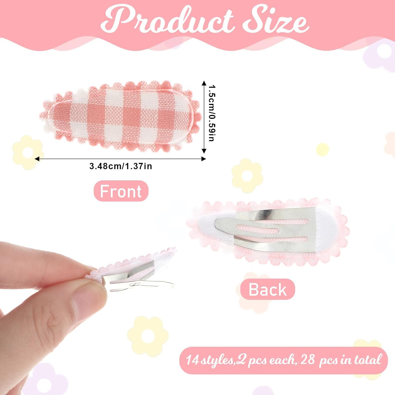 28 PCS Snap Toddler Hair Clips Flower Patterns, Wrapped Mini Barrettes, Cute Hair Accessories for Girls and Infants image number 6