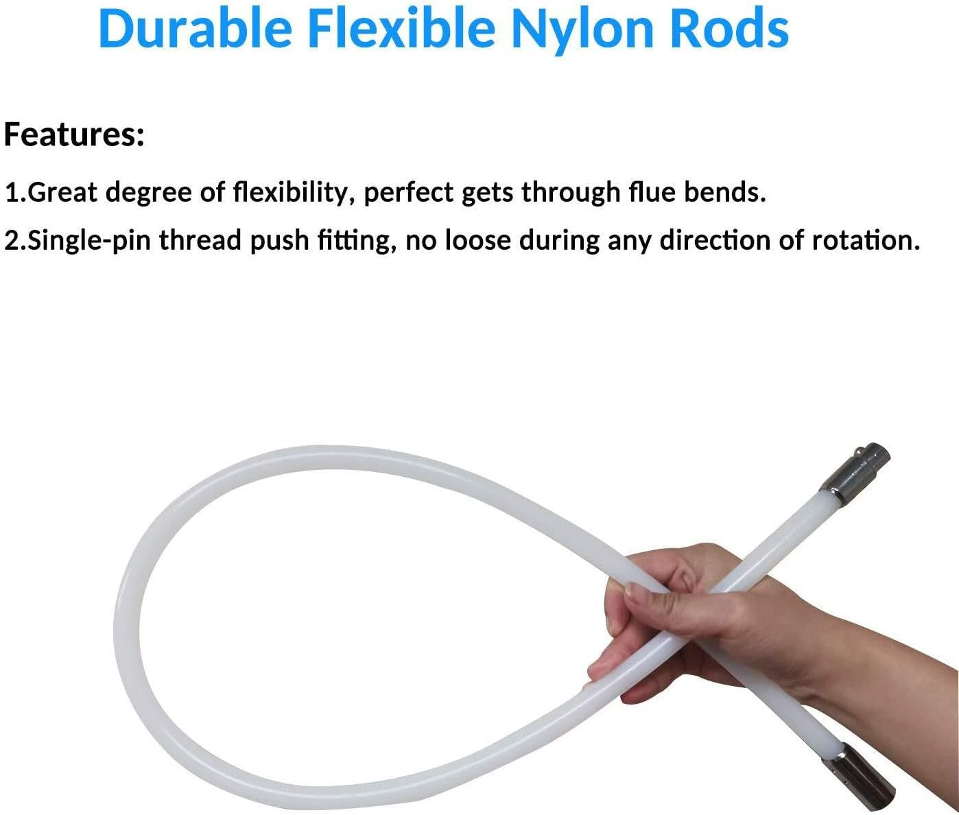 Homyspire Chimney Cleaning Brush Fireplace Flue Sweep Whip Cleaner Tools 26 Feet Rotary System Flexible 8 Rods Kit Drill Powered Chimney Cleaner image number 6