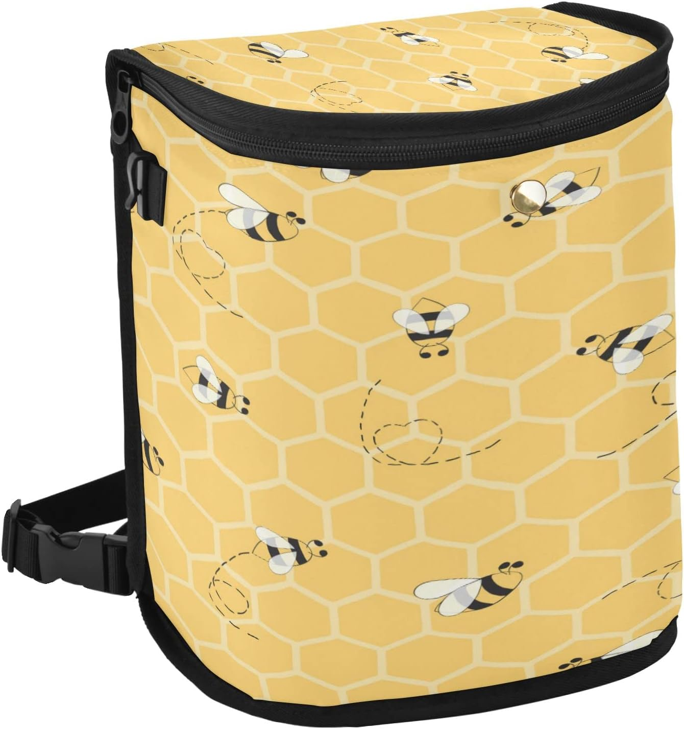 Quteprint Animal Bees Honeycomb Yellow Car Trash Can with Lid, Car Garbage Bag Can Hanging Storage Bag Leakproof Vehicle Car Organizer Accessories Trash Bag Bin Toy Cooler Food Container for Car SUV image number 4