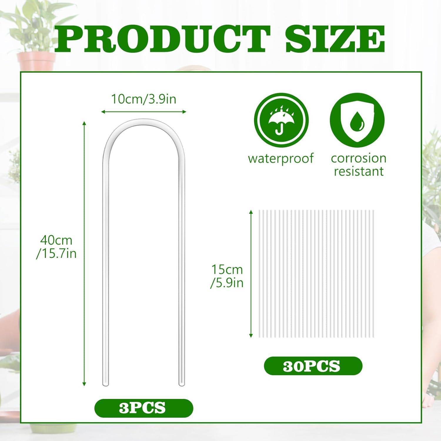 3 Pack U-Shaped Acrylic Plant Trellis, Indoor Potted Climbing Plants Support Stakes, 40Cm Small Plant Trellis, Garden Plant Support for Hoya, Ivy, Pothos, Houseplant image number 2