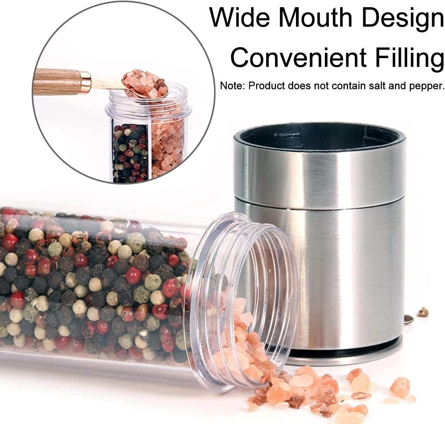 Salt and Pepper Grinder 2 in 1 - Two-Way Salt and Pepper Mill with Adjustable Coarseness - Coffee Grinder for Home and Outdoor Coarse and Fine Manual Grinders image number 5