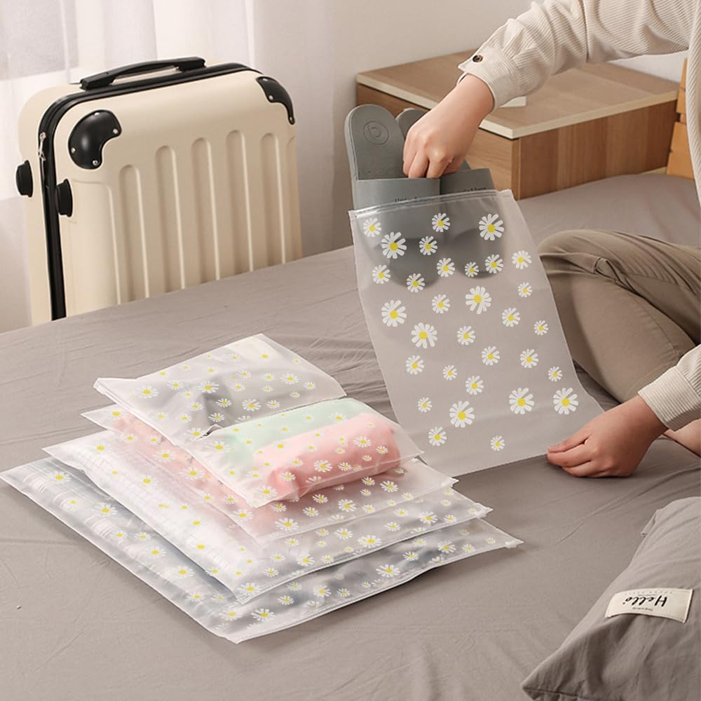 30PCS Travel Storage Bags for Clothes, Clear Reusable Bags Plastic Ziplock Bags, Waterproof Resealable Clothing Zipper Bags Luggage Organizer Pouch for Clothes, Towels, Shoes, Cosmetics (5 Size) image number 4