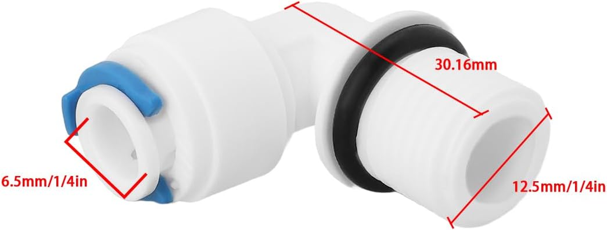 Emagtech 5Pcs 1/4 Male Thread to 1/4 90 Elbow Connector Pushfit Fittings for Installing Replacement Filter Housings Reverse Osmosis Water Filtration Systems image number 4