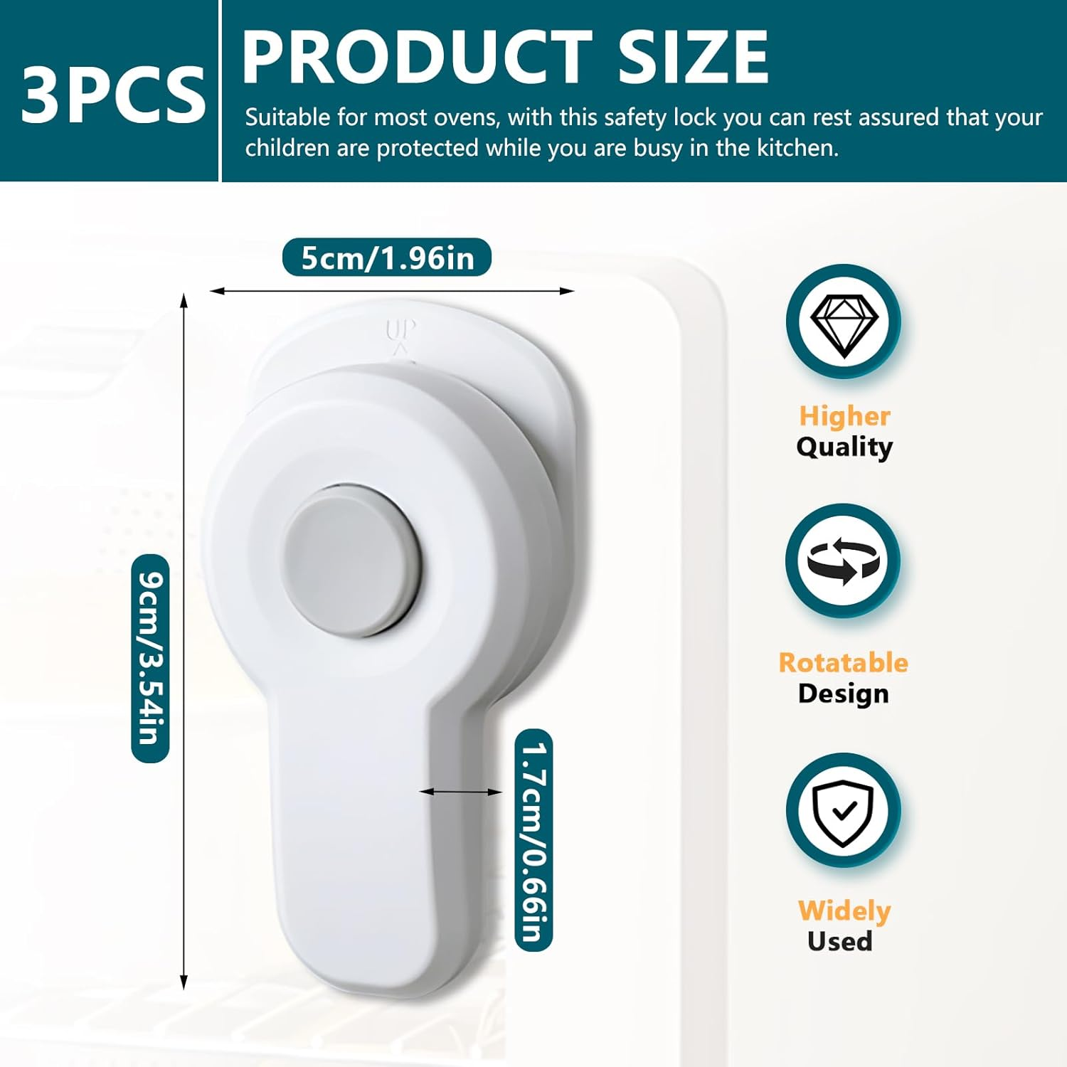 3PCS Oven Lock Child Safety, Oven Baby Proofing, Oven Child Safety Lock, Oven Safety Locks for Toddlers, Baby Safety Products, Kitchen Accessories, Kitchen Must Haves (White) image number 6