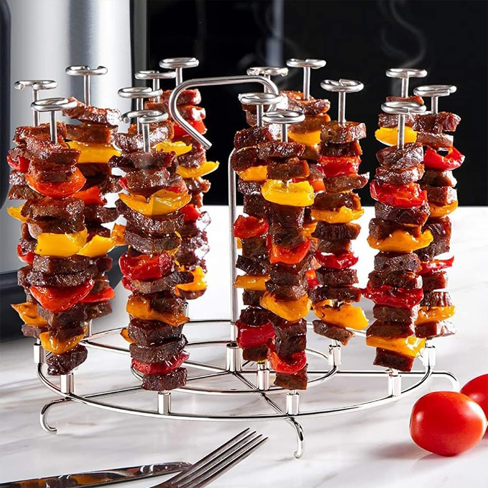 Air Fryer Skewer Rack &ndash; Stainless Steel Vertical Kabob Stand, Metal Skewers for Grilling Meat, Veggies, Appetizers &ndash; Air Fryer Accessories image number 2