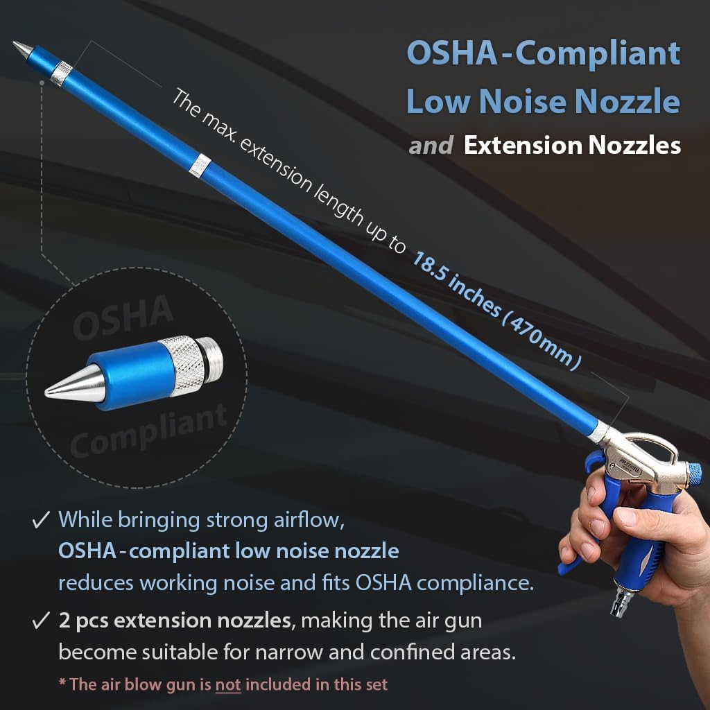 FIRSTINFO A18562M Nozzle Accessories Kit for Windstorm EX Air Blow Gun with Adjustable Air Flow