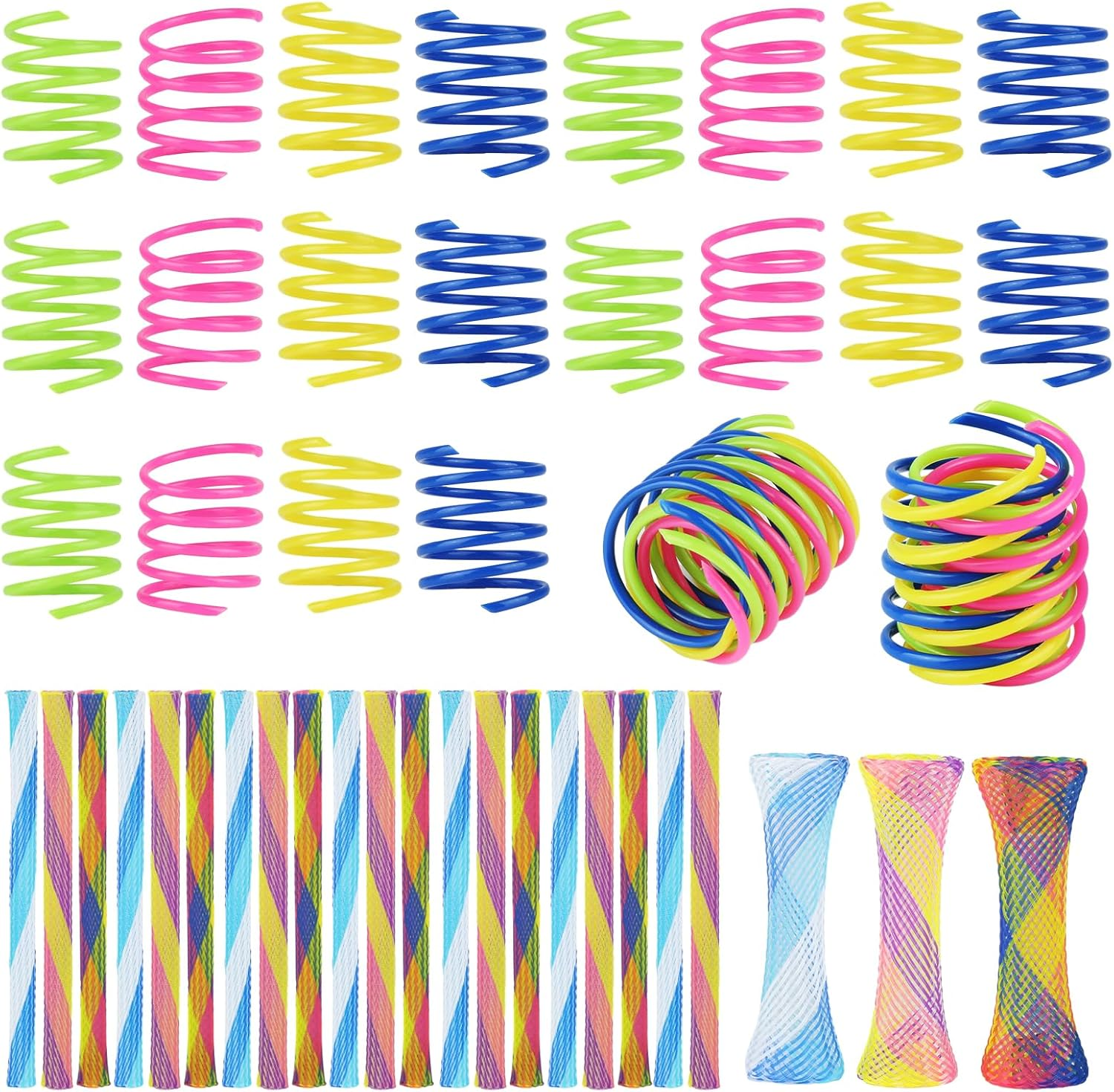 Pack of 40 Spiral Cat Toy, Wear-Resistant and Bite-Resistant Cat Toy, Elastic Toy for Cats, Colourful Creative Plastic Toy, Cat, Spiral Feathers, Interactive Cat Toy image number 2