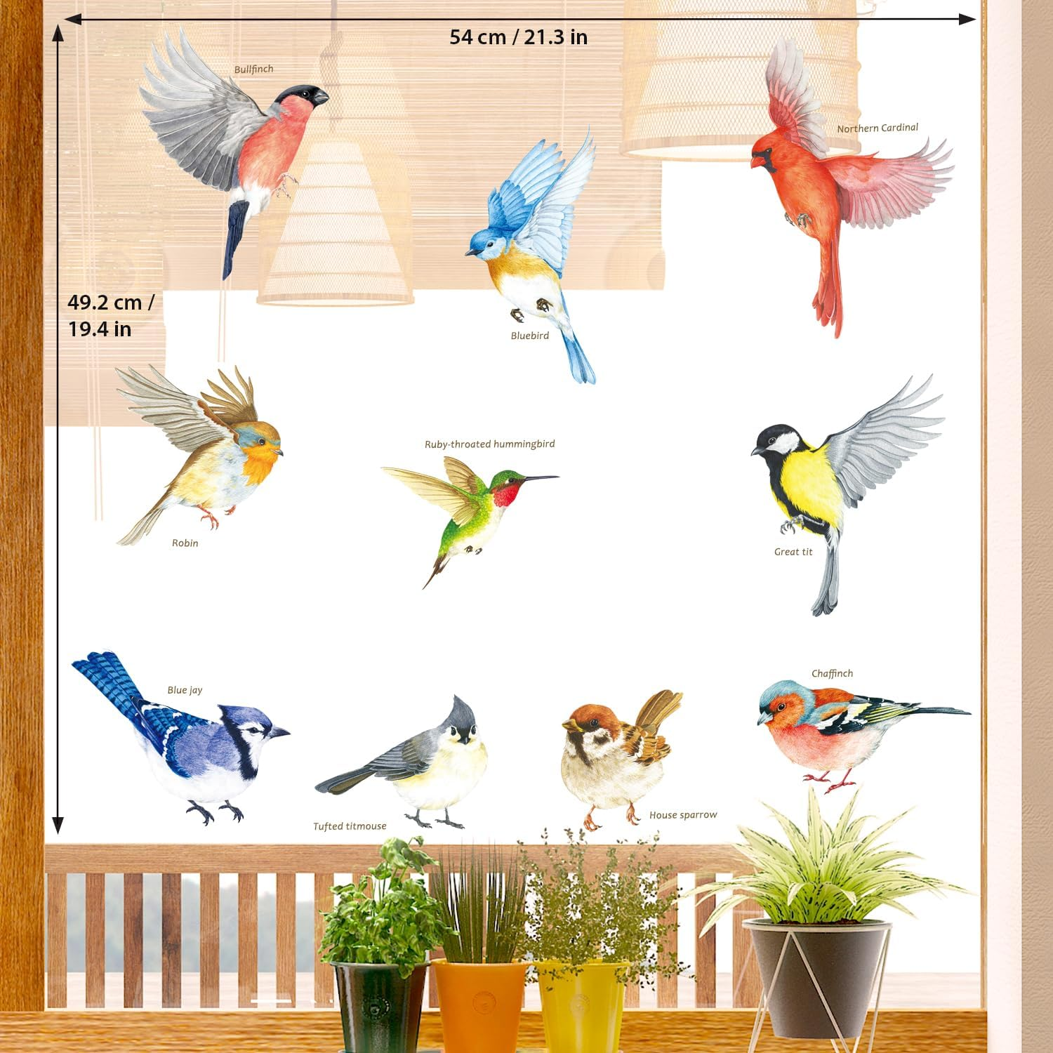 DECOWALL CDS2-9001 Garden Birds Window Clings Stickers Peel and Stick Removable Glass Tint Film Decorations Reuseble Bird Strike Window Decals anti Collision image number 3