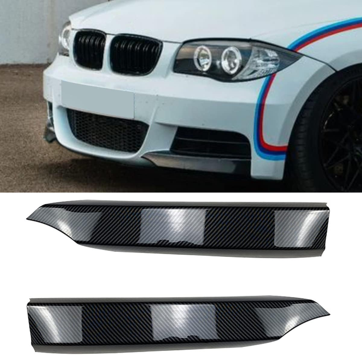 Domoi for 1 Series E82 E88 2008-2013 Front Bumper Lip Angle Diffuser Splitter Spoiler Protector Bright Black image number 5