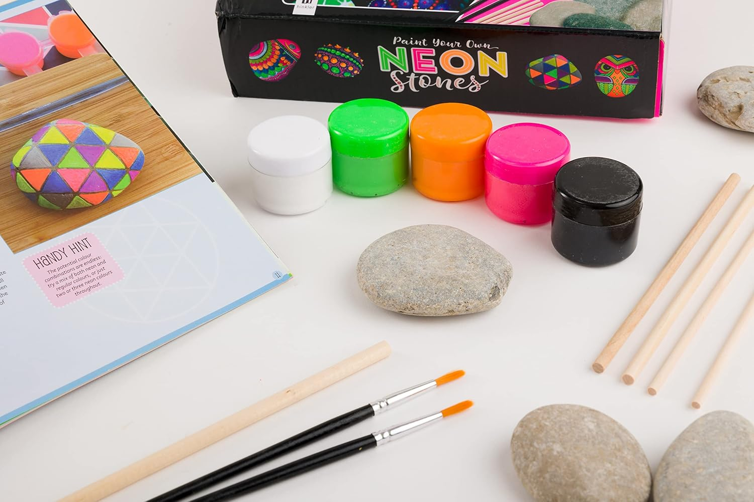 Paint Your Own Neon Stones-This Complete Starter Kit Includes All You Need to Create Vibrant, Three-Dimensional Art to Display in Your Home or Garden