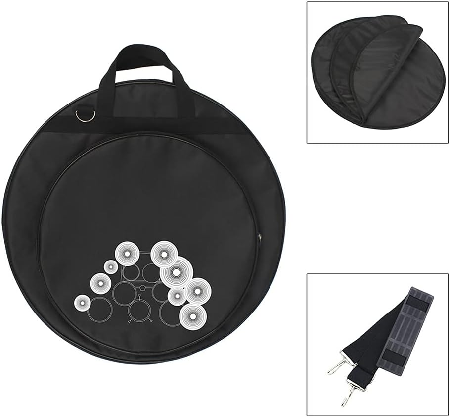 21-Inch Three Pockets Cymbal Bag - Cymbal Case Backpack Case Holder Pouch Percussion Three Pockets with Removable Divider Shoulder Strap image number 1