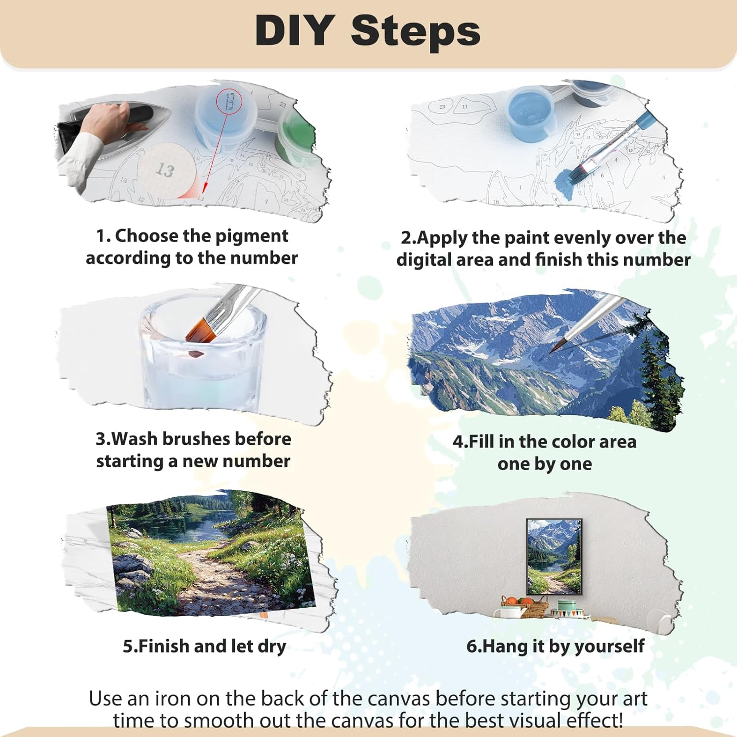 MEIYUDA Painting by Numbers Adults, DIY Set Adult Mountains Craft Set Landscape, DIY Hand Painted Oil Painting Kit as a Gift and Home Decoration 40 X 50 Cm (Without Frame) - 03-Landschaft image number 5