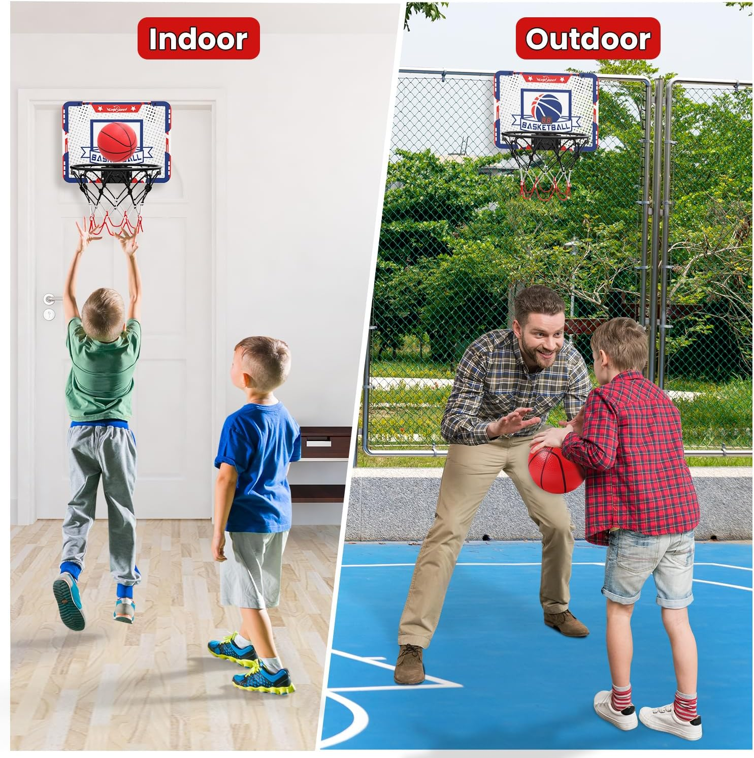 Eaglestone Kids Indoor Basketball Hoop, 4 Balls Mini Basketball Toy for Toddlers, with Electronic Scoreboard over the Door Room Wall Basketball Hoop Goal Boys Girls Age 3 4 5 6 7 8 9 10 image number 2