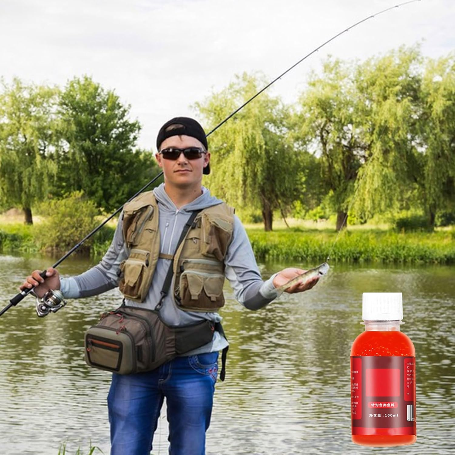 Fishing Bait Additive Liquid | Concentrated Red Worm Liquid,Fishing Lures Baits, High Concentration Fish Bait Attractant Enhancer, Smell Lure Tackle Food for Trout Cod Carp Bass image number 1