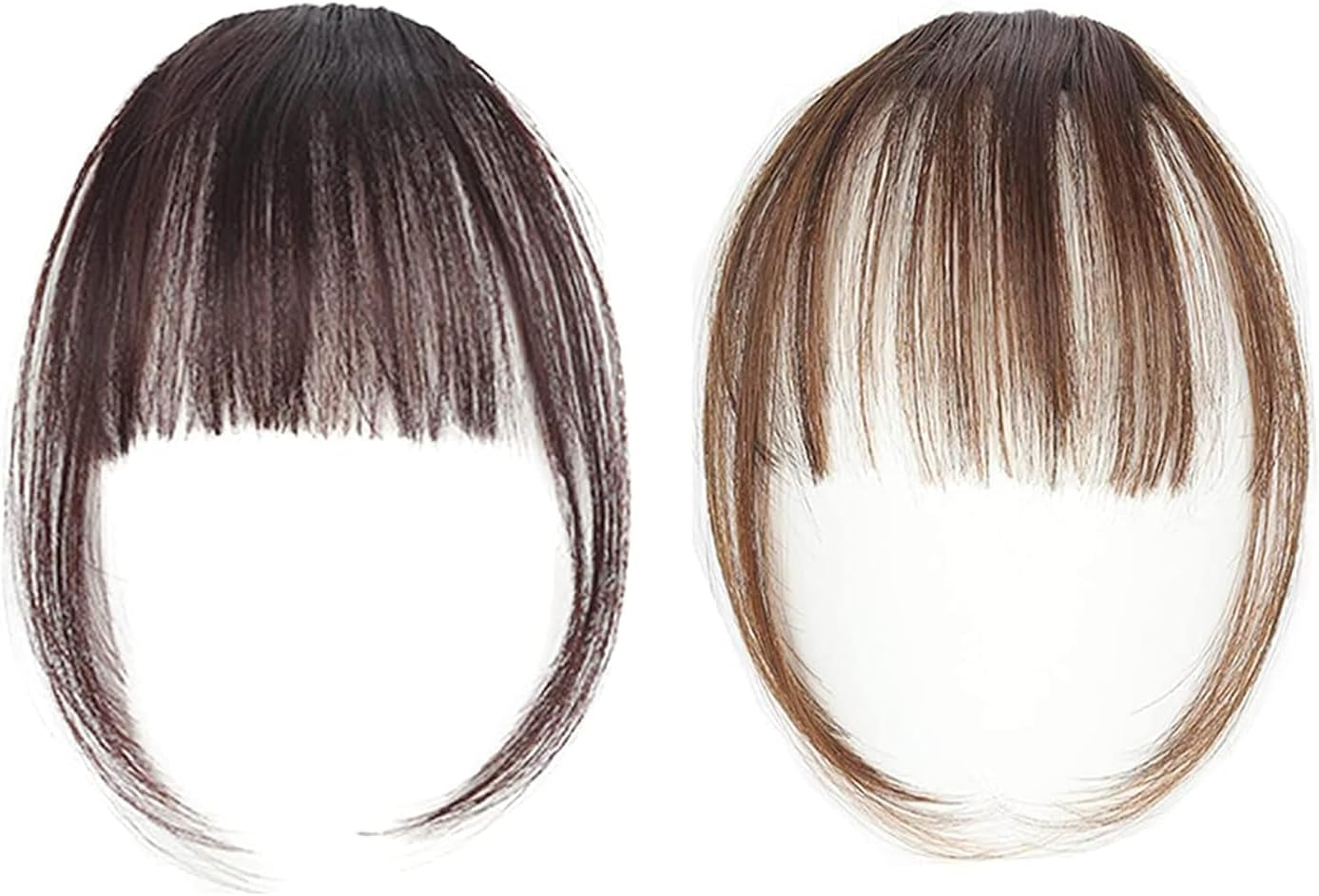 Clip-In Bangs, Clip-In Fringe Real Hair Extensions, Hair Extensions for Women, 2 Pieces (Light Brown, Dark Brown) image number 4