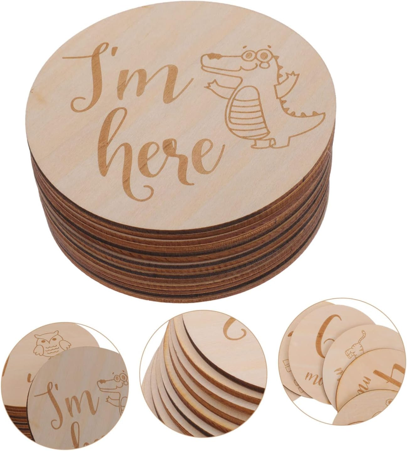 Newborn Wooden Milestone Cards Milestone Wooden Circles for First Year Announcements image number 4