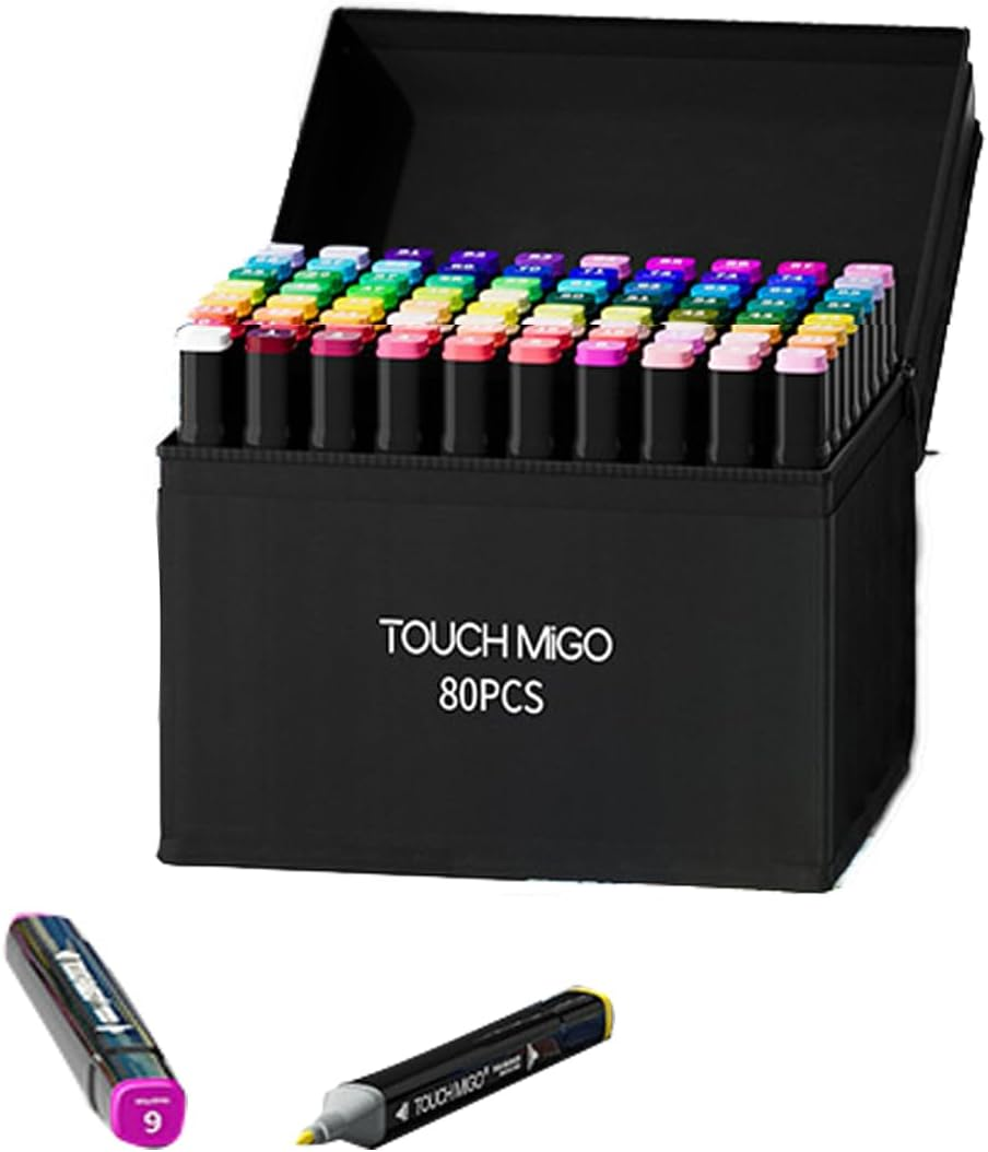 Jeyssui 80 Colors Alcohol Markers, Art Drawing Markers Set for Adults Dual Tip Permanent Sketch Markers,For Painting Sketching,Adult image number 2