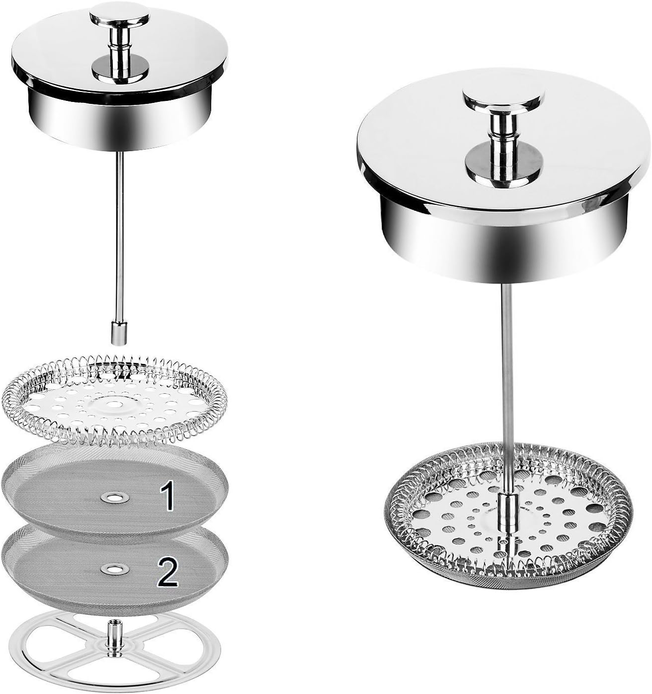 D&A French Coffee Press Replacement Filter - 4.6" Universal 12-Cup (1500Ml) Reusable Stainless Steel Metal Filter Mesh for Bodum French Press Coffee Makers, Espresso & Tea Machines(4 Pack) image number 2