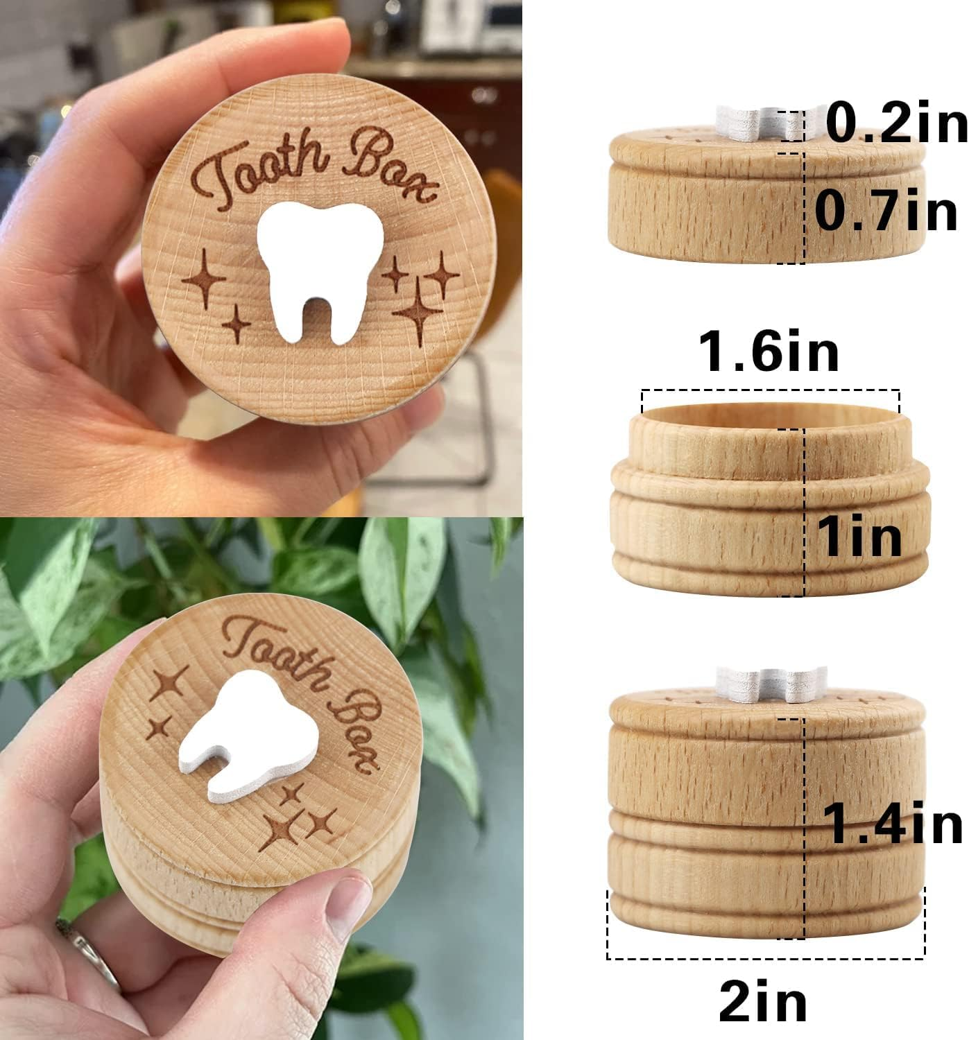 Wooden Tooth Fairy Box Dropped Tooth Keepsake Storage Box for Boys and Girls Cute Lost Tooth Holder Toddler Teeth Case image number 6