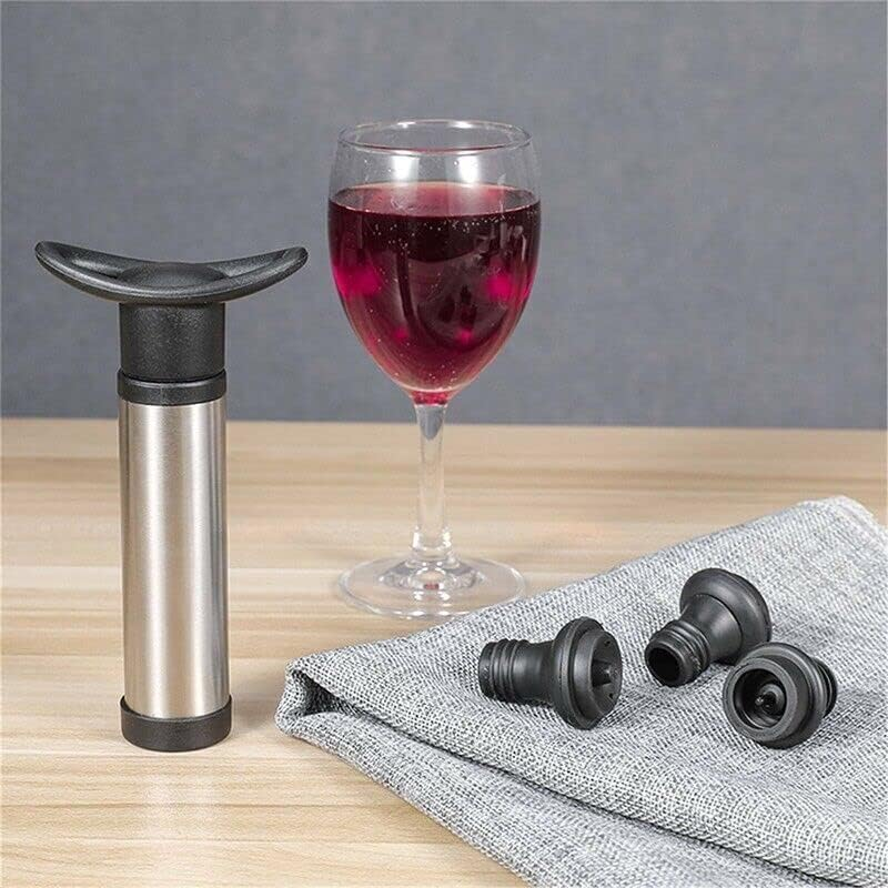 AIMALL Wine Saver Vacuum Pump Sealer Preserver Set with 4 Valves Air Bottle Stoppers, Leak-Proof Design, Black image number 3
