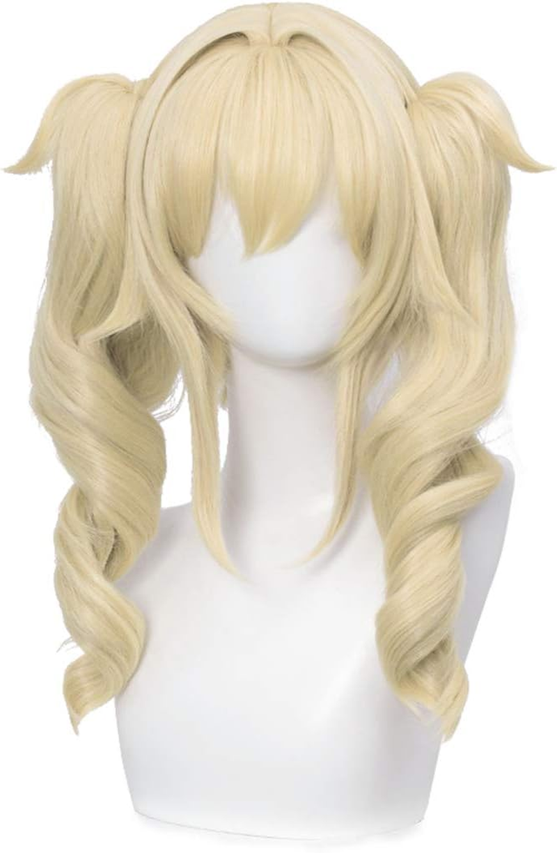 LABEAUT&Eacute; Anime Yellow Wig for Lumine Cosplay Wig Blonde Straight Hair with Bangs + Cap (Traveler-Lumine)