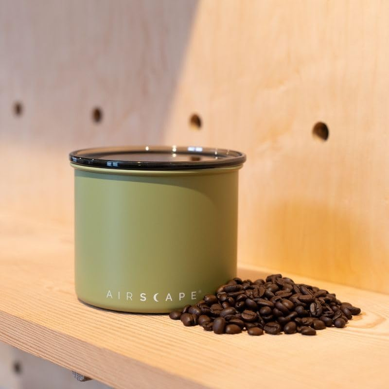 Planetary Design Airscape&reg; Stainless Steel Coffee Canister | Food Storage Container | US Patented Inner Plunger Lid REMOVES Excess Oxygen | Don'T Buy Airtight, Buy Air-Less (Small, Matte Lichen Green) image number 1