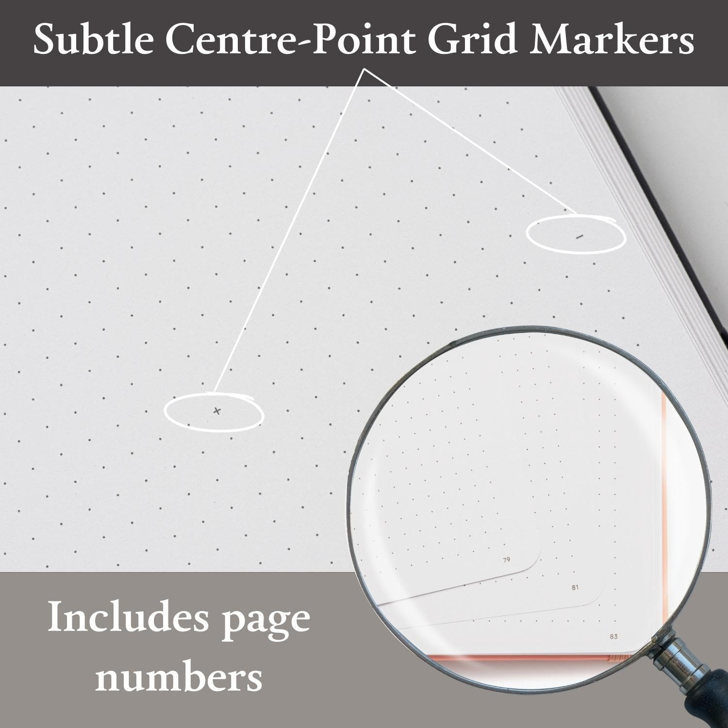 Yop & Tom Dotted Journal Notebook A5 - Moon and Stars - Updated 2021 Design - with Extra Thick Paper (160 GSM) - Bullet Grid Journal - Charcoal