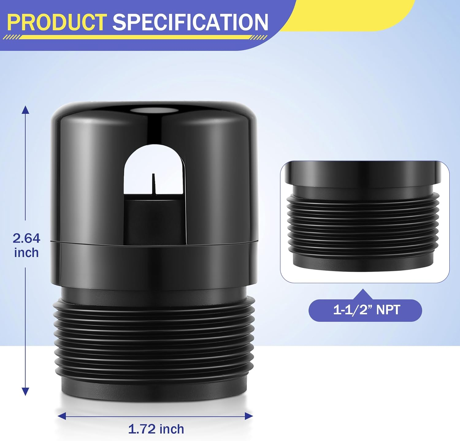 Enhon 2 Pcs 1-1/2 Inch NPT ABS in Line Vent, Diaphragm RV Air Admittance Valve for under Sink Vent with PTFE Thread Seal Tape, Drain Vent Valve, Easy to Install image number 5