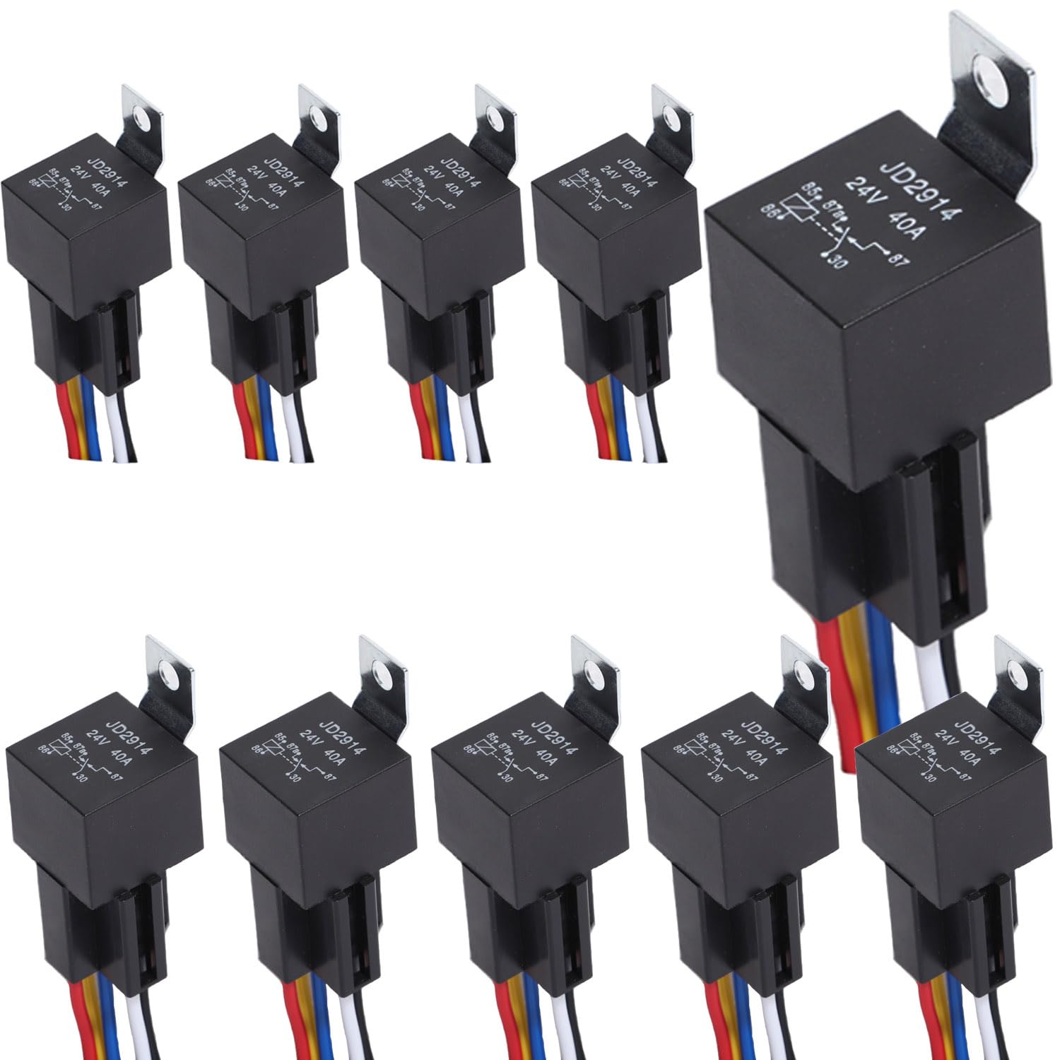 Aikoolwer Automotive Relay Switch Harness Kit 24V 40A SPDT 5 Pin Waterproof Heavy Duty Tinned Copper Wires Bosch Style Car Truck Boat Motorcycle