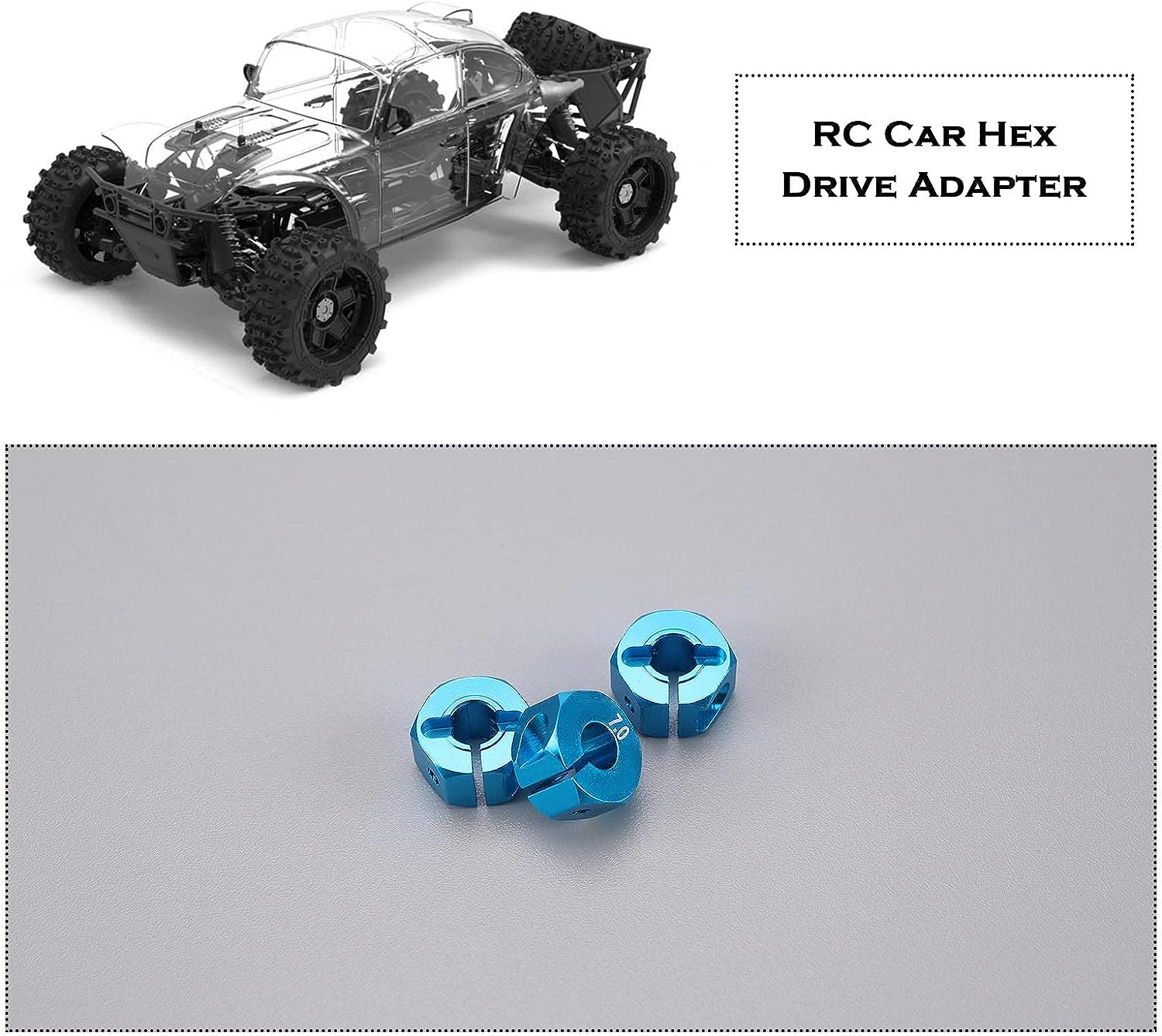 Emagtech 8Pcs Wheel Hex Adapter Aluminum Alloy Wheel Hub Socket Adapter RC Car Wheel Hexagonal Drive Hub Adapters Compatible with HSP Compatible with SCX10 Blue Red image number 4