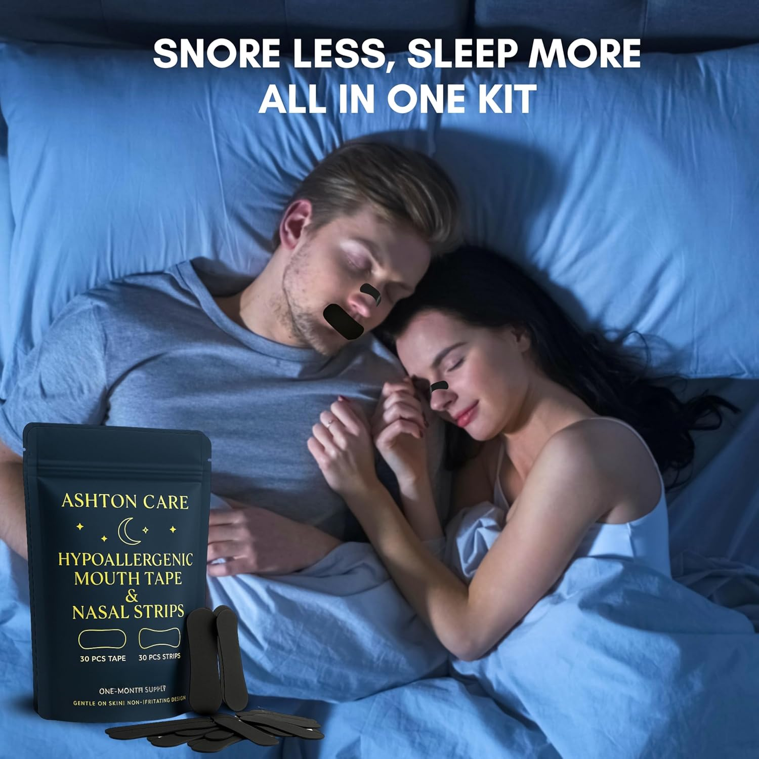 Ashton Care 30 Mouth Tapes + 30 Nasal Strips &ndash; Finally Snore Less and Sleep Better | 60 Pcs Total Sleep Aid Set to Reduce Snoring, Feel Rested and Wake Refreshed | Trusted Sleep Solution image number 5
