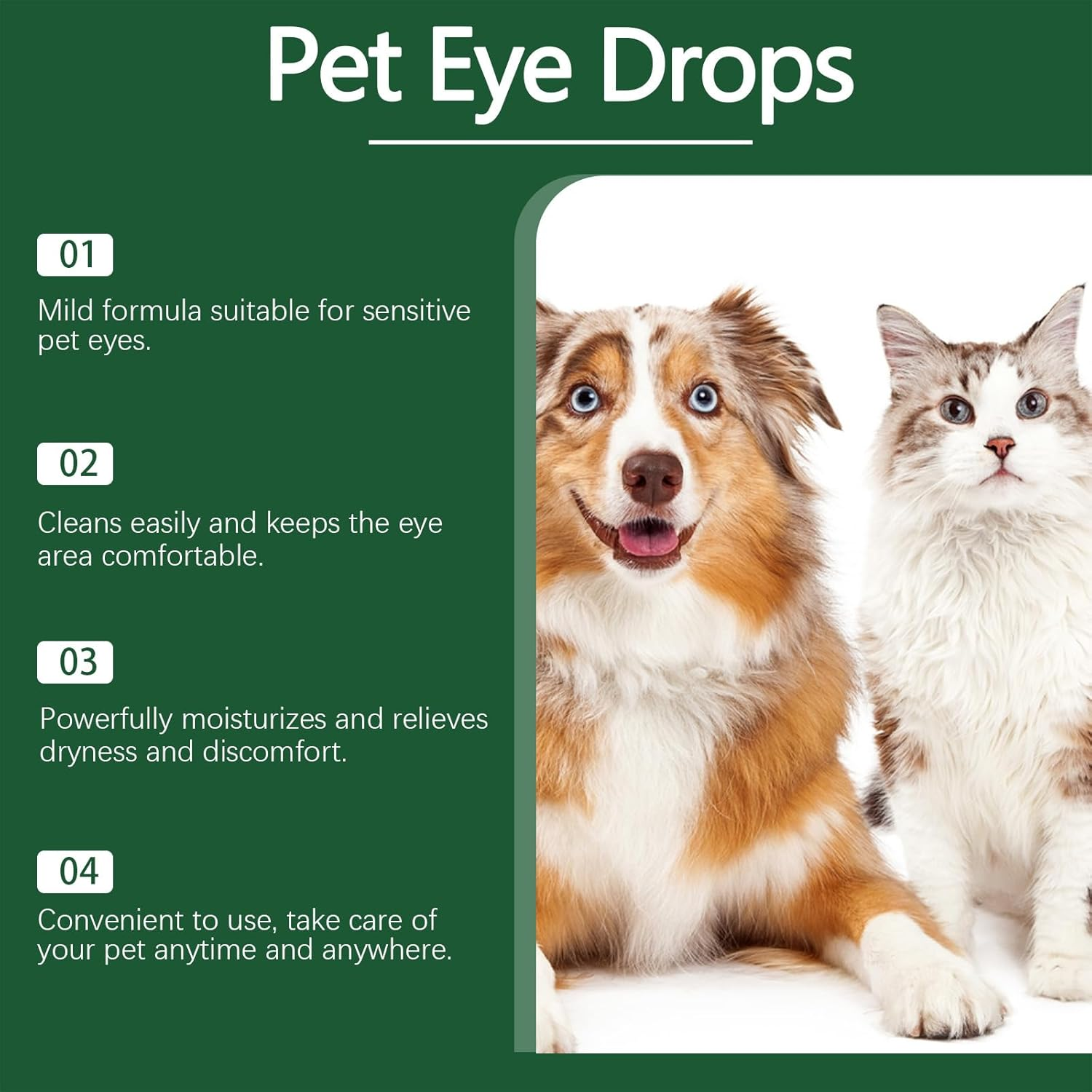 Anokasa Dog Eye Drops 60ML Eye Drops for Dogs and Cats Vet-Recommended Dog Eye Infection Treatment to Soothe Infection Allergy, Relieve Dry Eyes Pink Eyes, Pet Tear Stain Cleaner image number 6