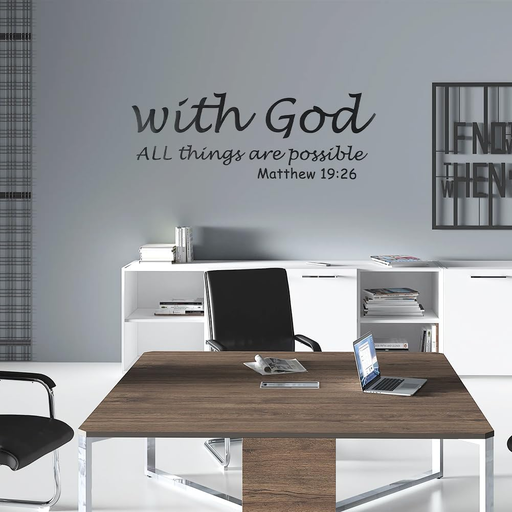 God All Things Are Possible Wall Decal, Christian Wall Decal Religious Bible Verse Proverbs Sticker for Bedroom Living Room Kids image number 1
