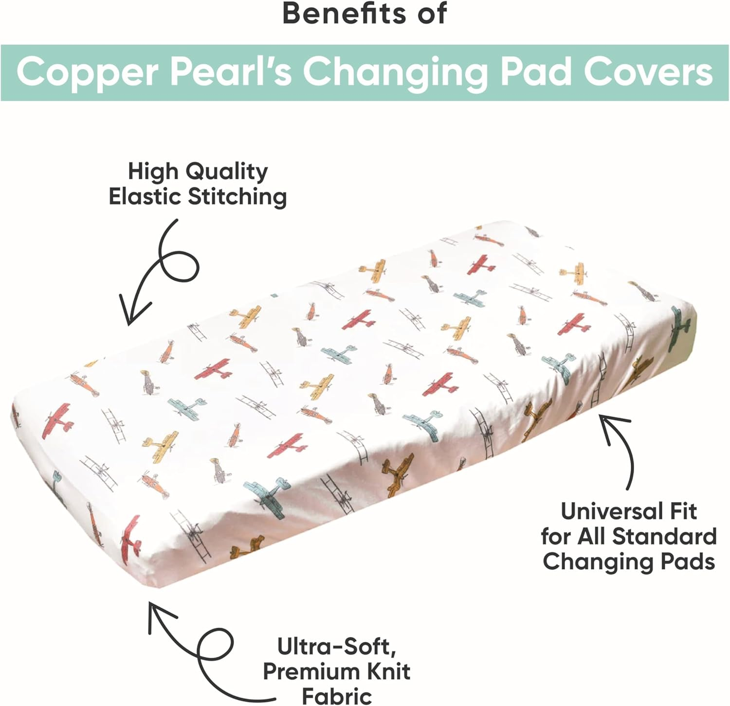 Premium Knit Diaper Changing Pad Cover"Sesame Friends" by Copper Pearl - Sesame Friends image number 6