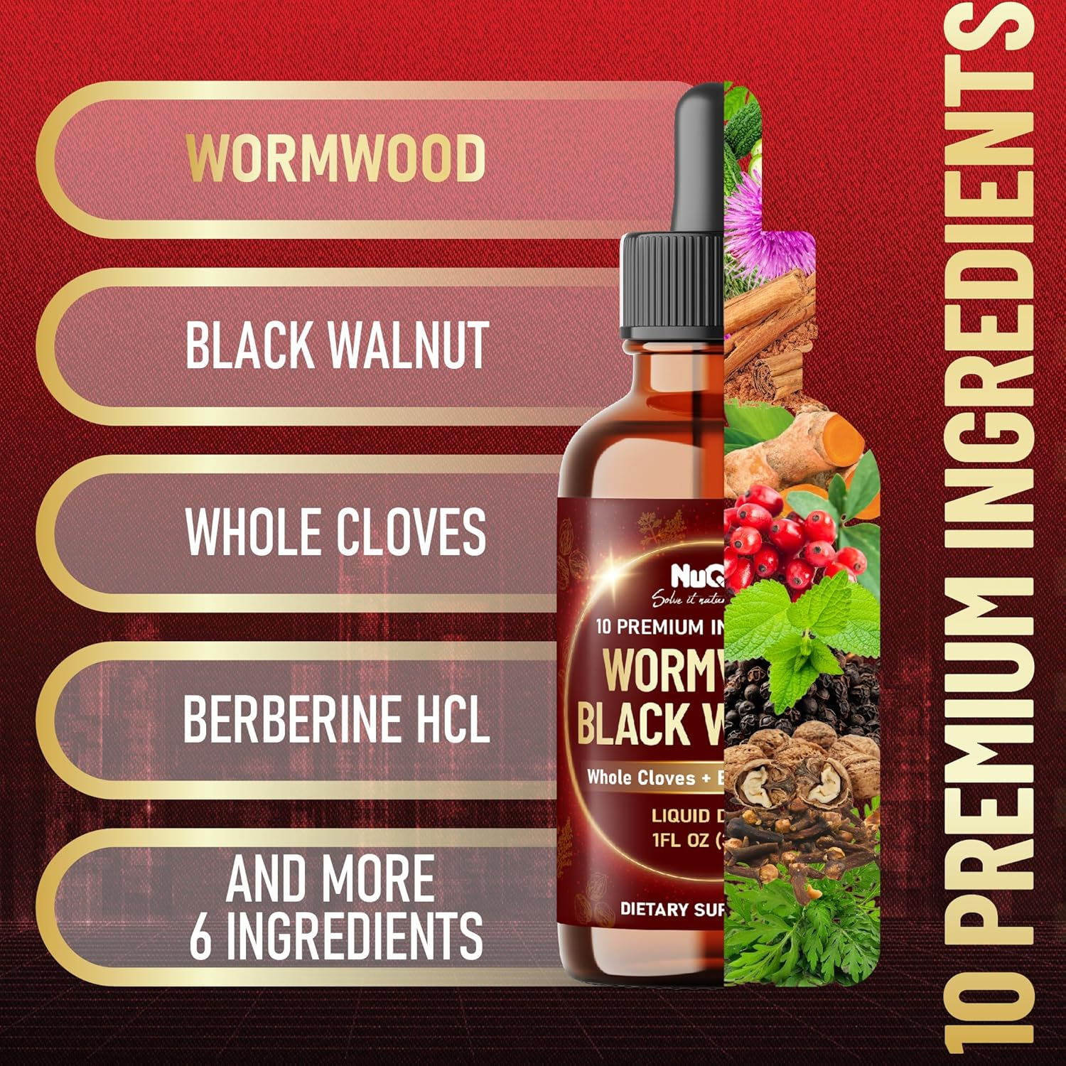 10In1 Wormwood Liquid Drops with Wormwood, Black Walnut, Whole Cloves, Berberine, Milk Thistle, Turmeric, Ginger, Milk Thistle and More - 2 Pack (60Ml Total) for 60Days. image number 6
