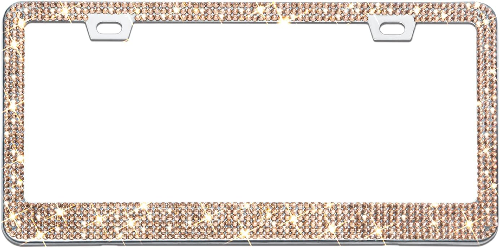 Bling License Plate Frame for Women, 1PCS Sparkly License Plate Frames| over 1200 Pcs 14 Facets Bedazzled Clear Glass Diamond Rhinestone Crystals W/Free Glitter Diamond Box (Champagne) image number 1