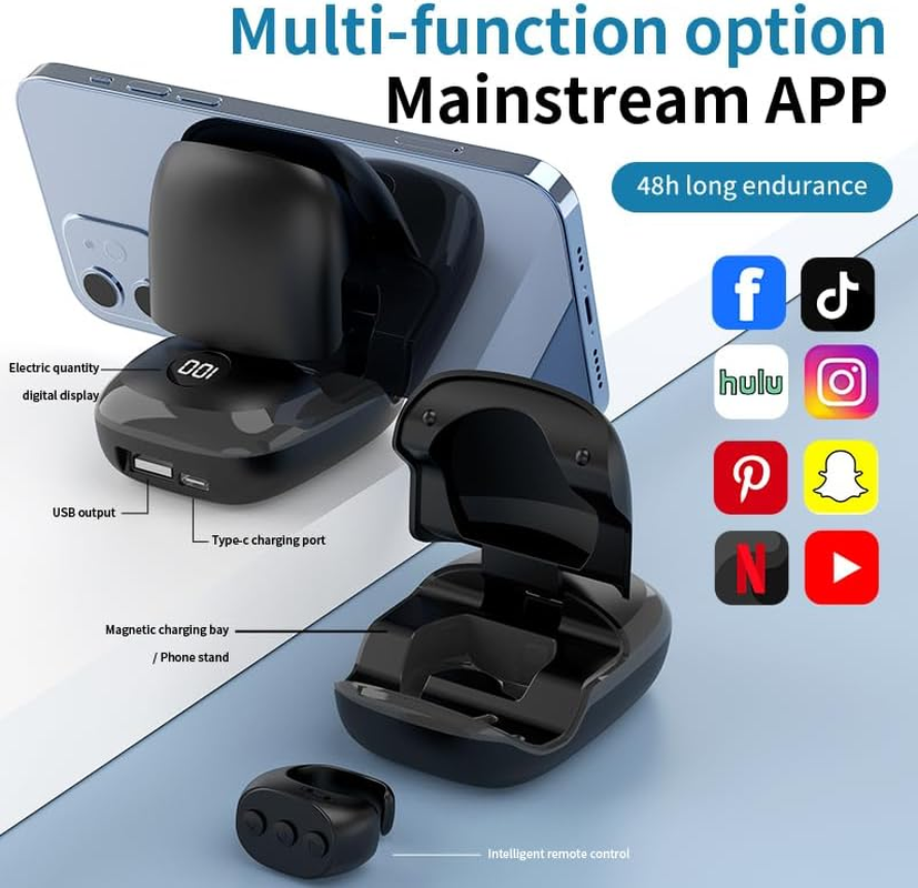 OKCSC Remote Control Page Turner for Tiktok, Accessories for Facebook/Tiktok/Rednote, Clicker Page Turner for Ipad Phones Ebooks Taking Photos/Ins/Pinterest/Snap/Netflix/Youtube Black image number 3