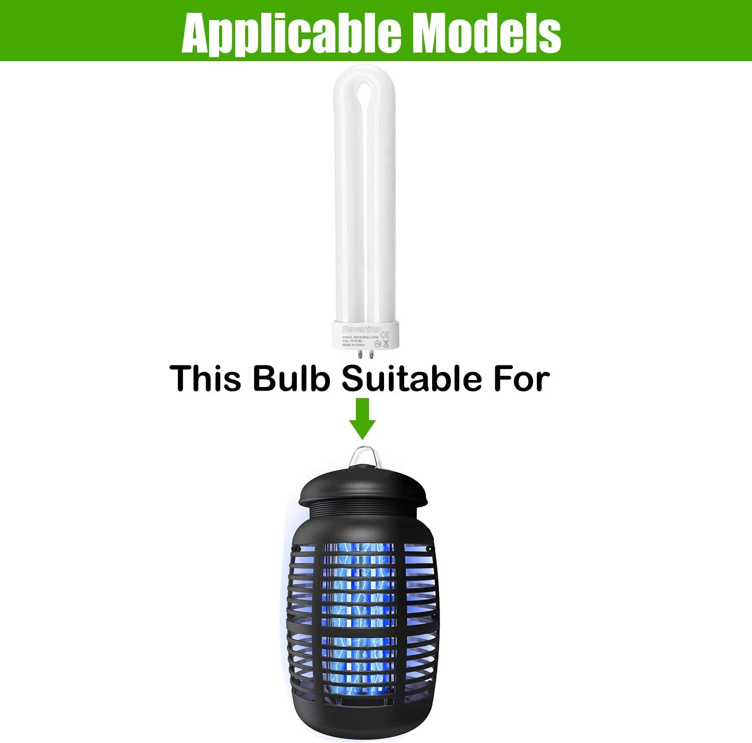 Replacement Bulb for Bug Zapper with 4-Pin Base, 15W Single U-Shaped Twin Tube Bulb image number 5
