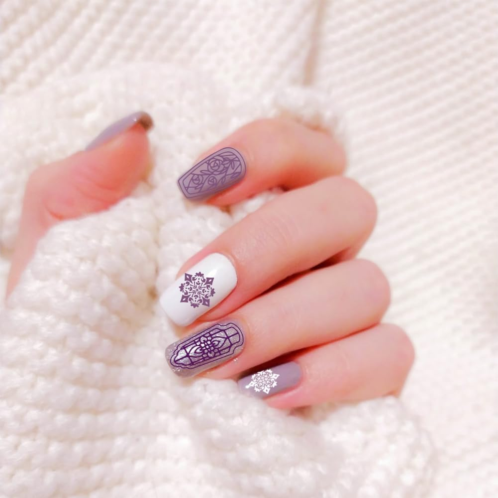 PH Pandahall 3Pcs Glass Window Nail Art Templates, 79 Patterns Flower Window Mini Flower Nail Stamping Plate Nail Art Stencils Stainless Steel Plates for Nail Design Print Manicure Salon image number 3